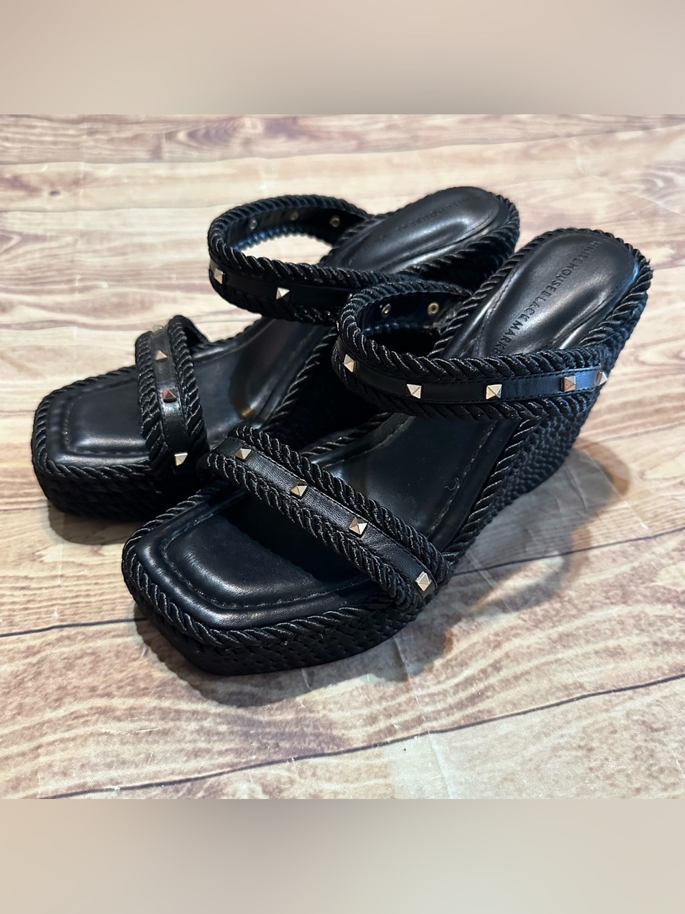 Women’s White House Black Market Studded Rope Wedge Sandals Size 7